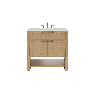 36 Inch Solene Freestanding Vanity in Seaside Oak / Victorian Silver Top