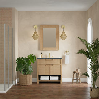 36 Inch Solene Freestanding Vanity in Seaside Oak / Charcoal Soapstone Top