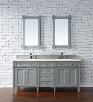 72 Inch Brittany Freestanding Vanity in Urban Gray / Eternal Marfil Top