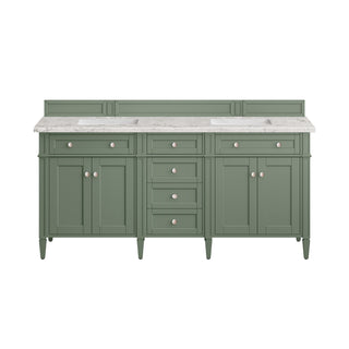 72 Inch Brittany Freestanding Vanity in Smokey Celadon / Eternal Jasmine Pearl Top