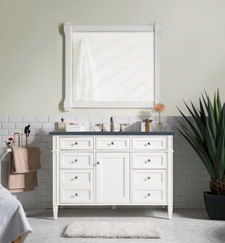 48 Inch Brittany Freestanding Vanity in Bright White / Charcoal Soapstone Top