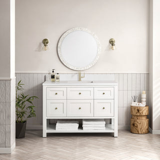 48 Inch Breckenridge Freestanding Vanity in Bright White / White Zeus Top