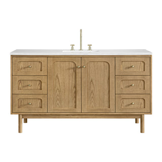 60 Inch Laurent Dual Mount Vanity in Light Natural Oak / Arctic Fall Top