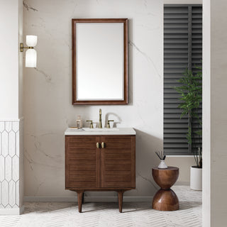 30 Inch Amberly Dual Mount Vanity in Mid-Century Walnut / Lime Delight Top