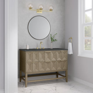 48 Inch Emmeline Freestanding Vanity in Pebble Oak / Charcoal Soapstone Top