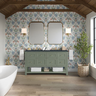 60 Inch Breckenridge Freestanding Vanity in Smokey Celadon / Charcoal Soapstone Top