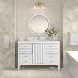 48 Inch Myrrin Freestanding Vanity in Bright White / White Zeus Top