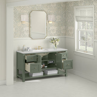 60 Inch Breckenridge Freestanding Vanity in Smokey Celadon / Arctic Fall Top