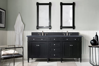 72 Inch Brittany Freestanding Vanity in Black Onyx / Charcoal Soapstone Top
