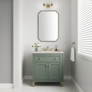 30 Inch Chicago Freestanding Vanity in Smokey Celadon / Eternal Jasmine Pearl Top