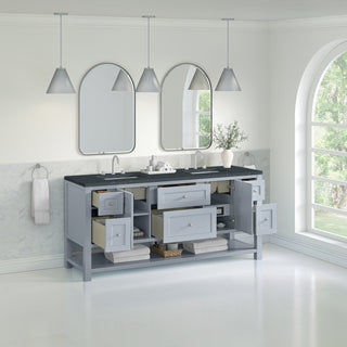 72 Inch Breckenridge Freestanding Vanity in Serenity Blue / Charcoal Soapstone Top