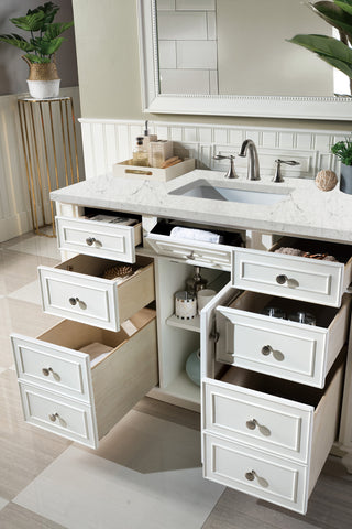 48 Inch Bristol Freestanding Vanity in Bright White / Eternal Jasmine Pearl Top