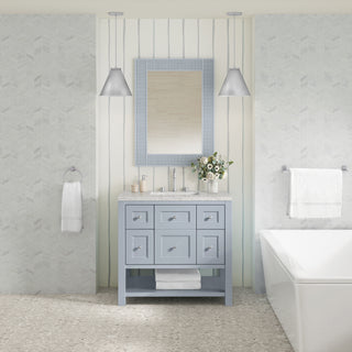 36 Inch Breckenridge Freestanding Vanity in Serenity Blue / Eternal Jasmine Pearl Top