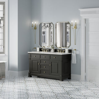 60 Inch Brookfield Freestanding Vanity in Black Onyx / Eternal Jasmine Pearl Top