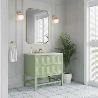 36 Inch Emmeline Freestanding Vanity in Pistachio / Lime Delight Top