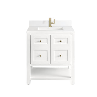 30 Inch Breckenridge Freestanding Vanity in Bright White / White Zeus Top