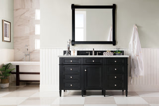60 Inch Brittany Freestanding Vanity in Black Onyx / Eternal Jasmine Pearl Top