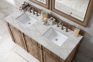 60 Inch Bristol Freestanding Vanity in Whitewashed Walnut / Victorian Silver Top