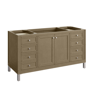 60 Inch Chicago Freestanding Vanity in Walnut Whisper / Victorian Silver Top
