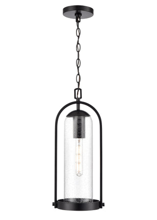 Luxio 8.25" Wide 1-Light Outdoor Hanging Lantern - Powder Coated Black