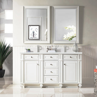 60 Inch Bristol Freestanding Vanity in Bright White / White Zeus Top