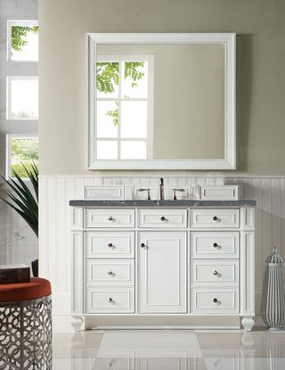 48 Inch Bristol Freestanding Vanity in Bright White / Parisien Bleu Top