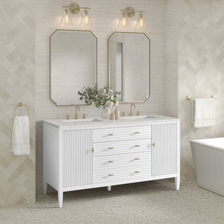60 Inch Myrrin Freestanding Vanity in Bright White / Lime Delight Top