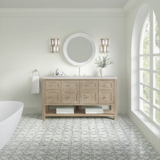 60 Inch Breckenridge Freestanding Vanity in Whitewashed Oak / Lime Delight Top