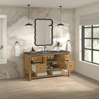 60 Inch Breckenridge Freestanding Vanity in Light Natural Oak / Parisien Bleu Top