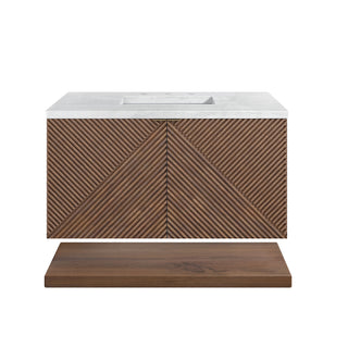 36 Inch Marcello Floating Vanity in Chestnut / Arctic Fall Top