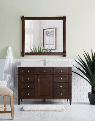 48 Inch Brittany Freestanding Vanity in Burnished Mahogany / White Zeus Top