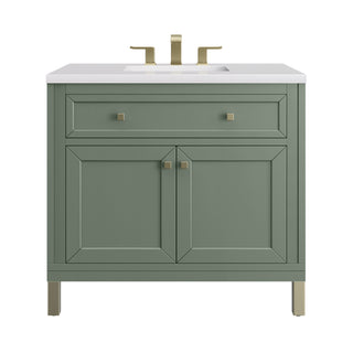 36 Inch Chicago Freestanding Vanity in Smokey Celadon / White Zeus Top
