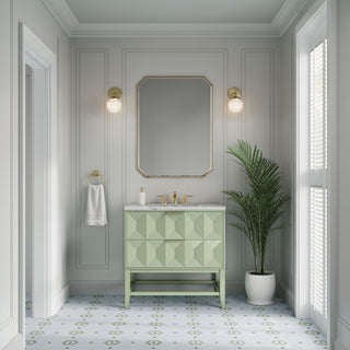 36 Inch Emmeline Freestanding Vanity in Pistachio / Ethereal Noctis Top