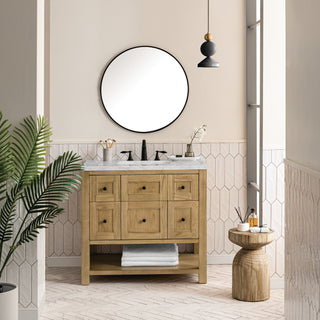 36 Inch Breckenridge Freestanding Vanity in Light Natural Oak / Victorian Silver Top