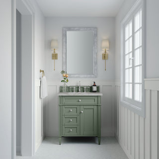 30 Inch Brittany Freestanding Vanity in Smokey Celadon / Victorian Silver Top
