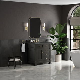 36 Inch Brookfield Freestanding Vanity in Black Onyx / Parisien Bleu Top