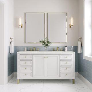 60 Inch Chicago Freestanding Vanity in Glossy White / Lime Delight Top