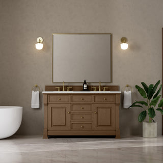 60 Inch Brookfield Freestanding Vanity in Pecan / Lime Delight Top