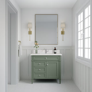36 Inch Brittany Freestanding Vanity in Smokey Celadon / White Zeus Top