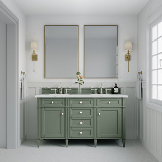 60 Inch Brittany Freestanding Vanity in Smokey Celadon / Ethereal Noctis Top
