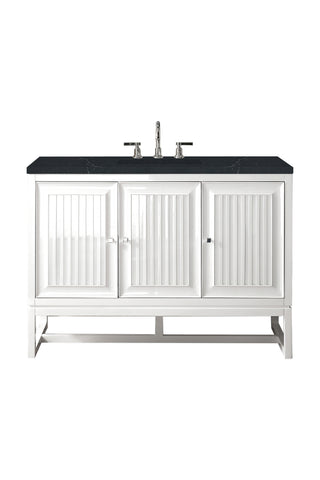 48 Inch Athens Dual Mount Vanity in Glossy White / Charcoal Soapstone Top