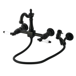 Heritage Wall Mount Kitchen Faucet in Matte Black