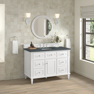 48 Inch Lorelai Freestanding Vanity in Bright White / Parisien Bleu Top