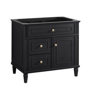 36 Inch Lorelai Freestanding Vanity in Black Onyx / White Zeus Top
