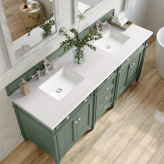 72 Inch Brittany Freestanding Vanity in Smokey Celadon / White Zeus Top