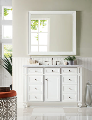 48 Inch Bristol Freestanding Vanity in Bright White / Carrara White Top