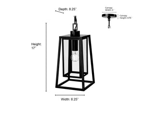 Denzell 8.25" Wide 1-Light Outdoor Hanging Lantern - Powder Coated Black