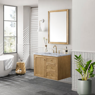 36 Inch Laurent Dual Mount Vanity in Light Natural Oak / Carrara White Top
