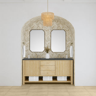 72 Inch Marigot Freestanding Vanity in Sunwashed Oak / Charcoal Soapstone Top