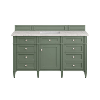 60 Inch Brittany Freestanding Vanity in Smokey Celadon / Eternal Jasmine Pearl Top